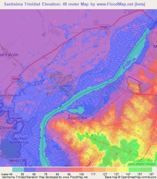 Santisima Trinidad,Paraguay Elevation Map
