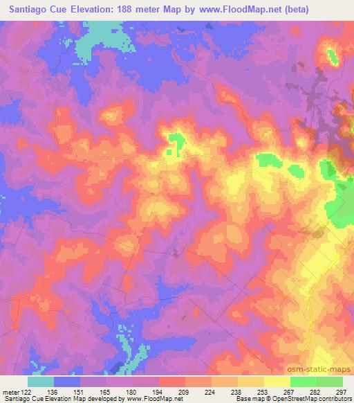 Santiago Cue,Paraguay Elevation Map