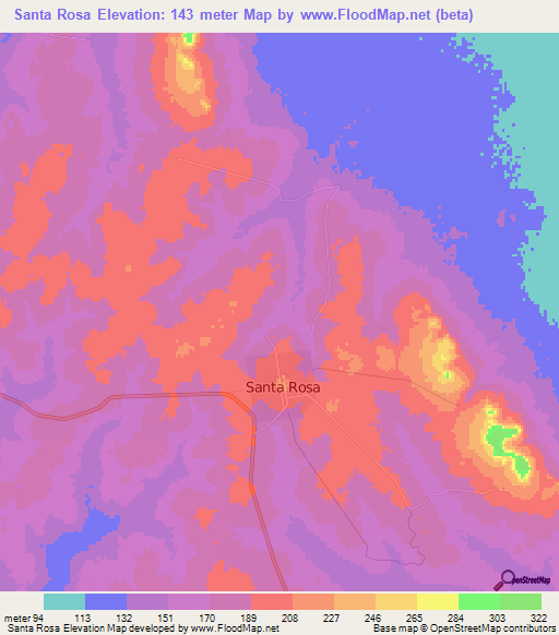 Santa Rosa,Paraguay Elevation Map