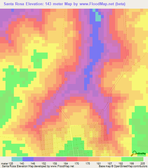 Santa Rosa,Paraguay Elevation Map