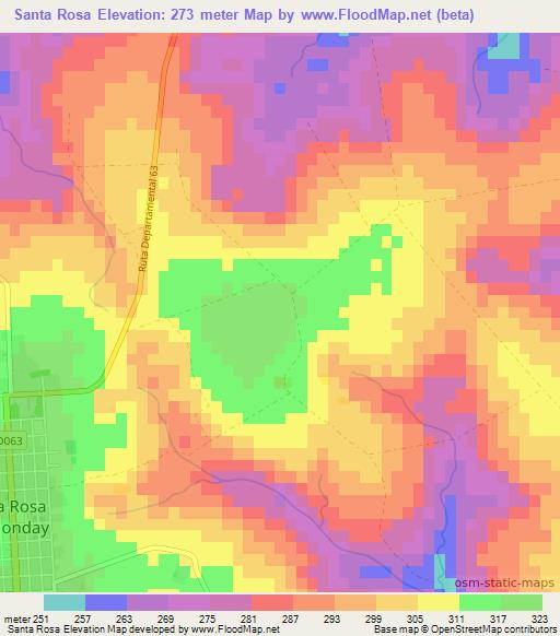 Santa Rosa,Paraguay Elevation Map