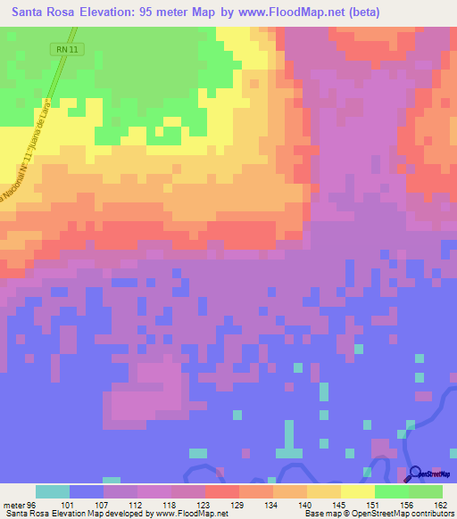 Santa Rosa,Paraguay Elevation Map