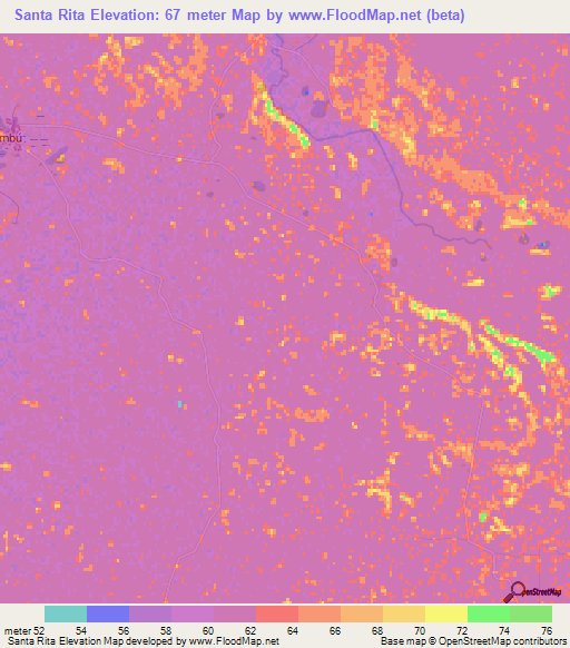 Santa Rita,Paraguay Elevation Map