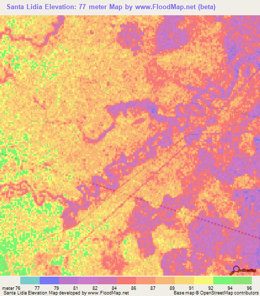 Santa Lidia,Paraguay Elevation Map