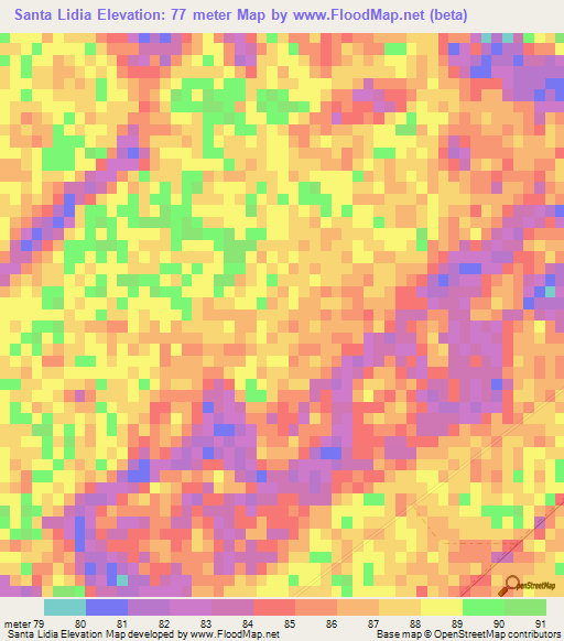 Santa Lidia,Paraguay Elevation Map