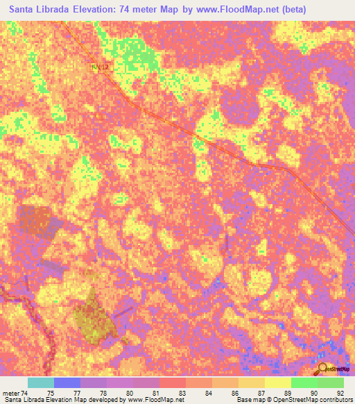 Santa Librada,Paraguay Elevation Map