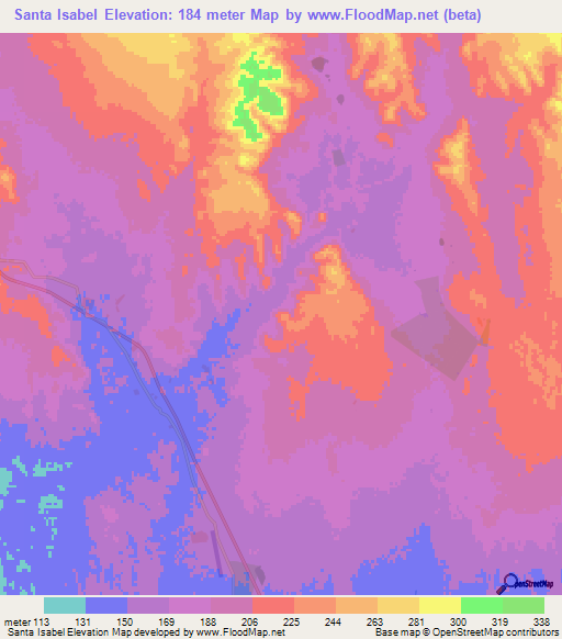 Santa Isabel,Paraguay Elevation Map