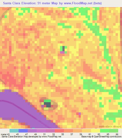 Santa Clara,Paraguay Elevation Map