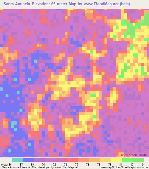 Santa Anuncia,Paraguay Elevation Map