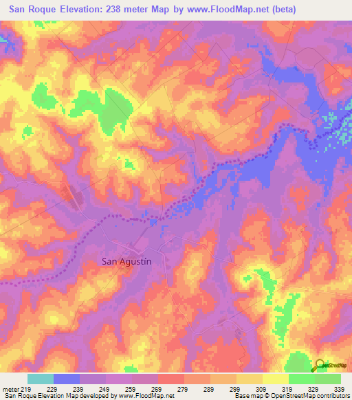 San Roque,Paraguay Elevation Map