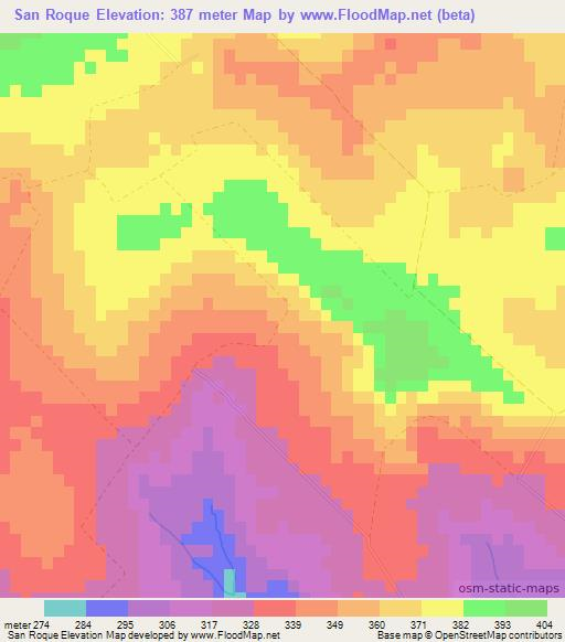 San Roque,Paraguay Elevation Map