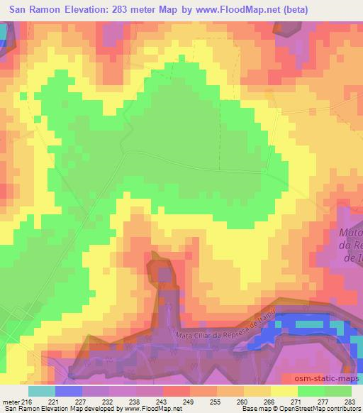San Ramon,Paraguay Elevation Map