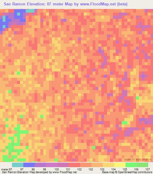 San Ramon,Paraguay Elevation Map