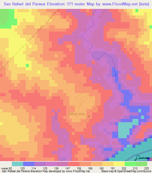 San Rafael del Parana,Paraguay Elevation Map