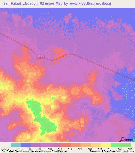 San Rafael,Paraguay Elevation Map
