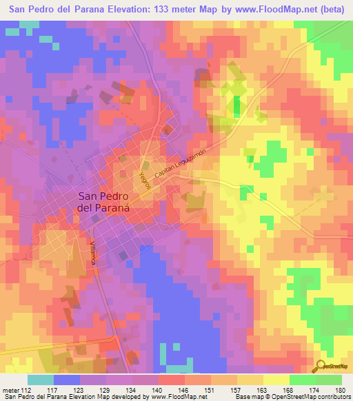 San Pedro del Parana,Paraguay Elevation Map
