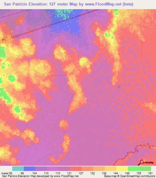 San Patricio,Paraguay Elevation Map