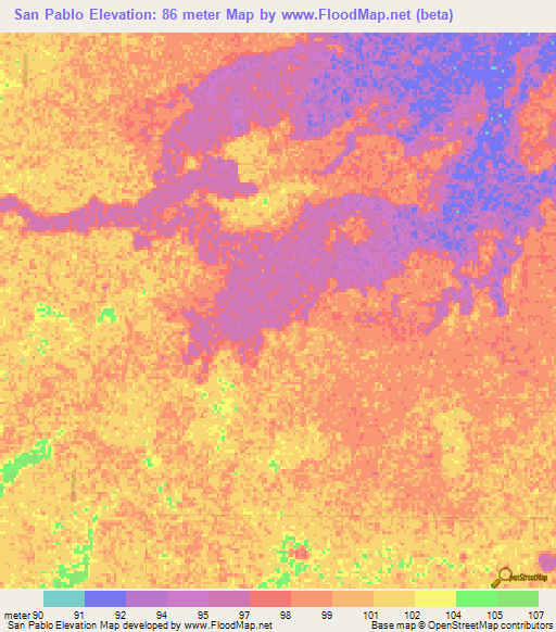 San Pablo,Paraguay Elevation Map