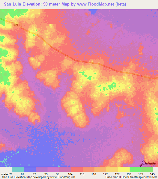 San Luis,Paraguay Elevation Map
