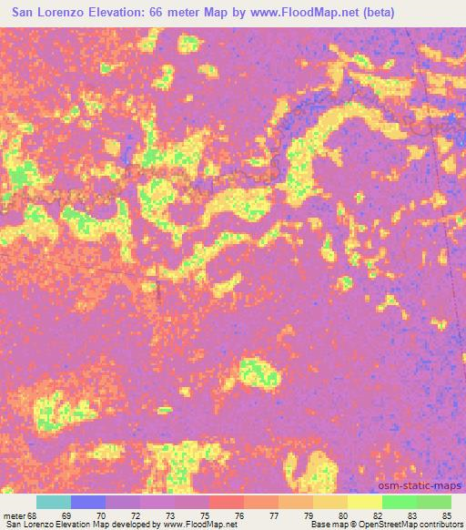 San Lorenzo,Paraguay Elevation Map