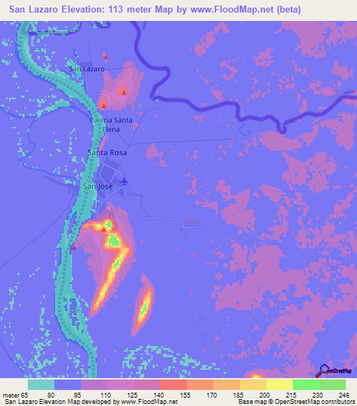 San Lazaro,Paraguay Elevation Map