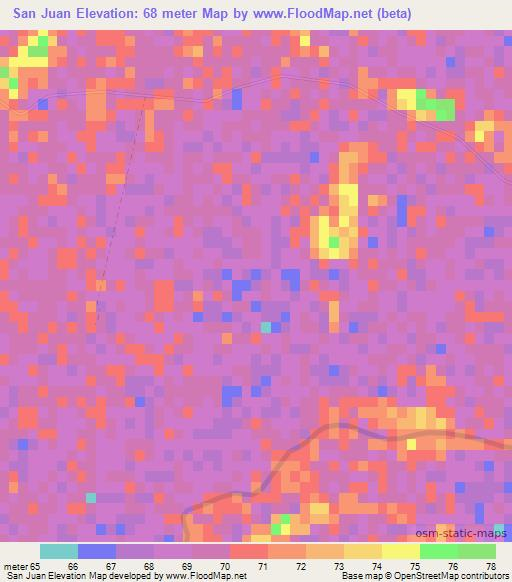 San Juan,Paraguay Elevation Map