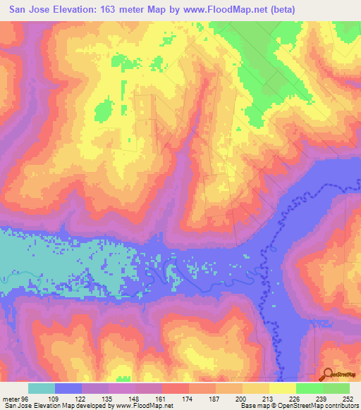 San Jose,Paraguay Elevation Map
