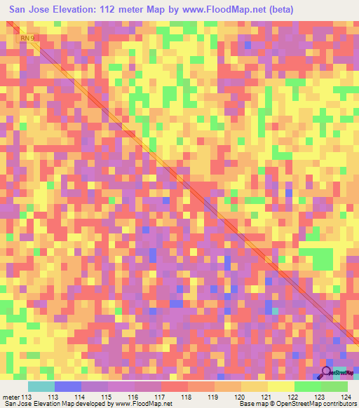 San Jose,Paraguay Elevation Map