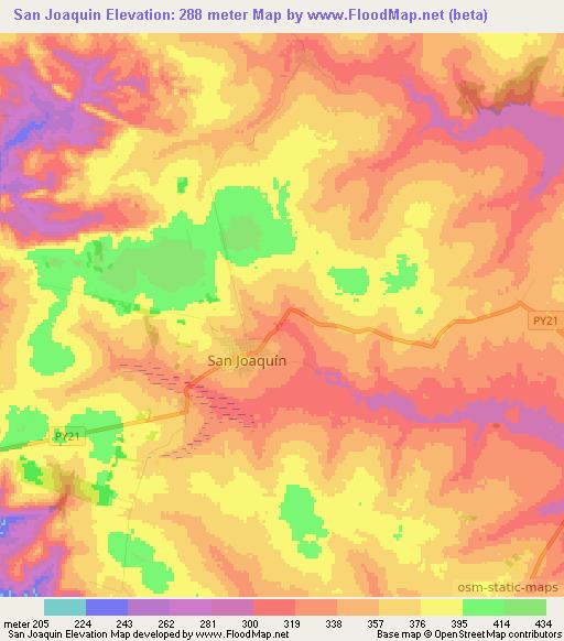 San Joaquin,Paraguay Elevation Map