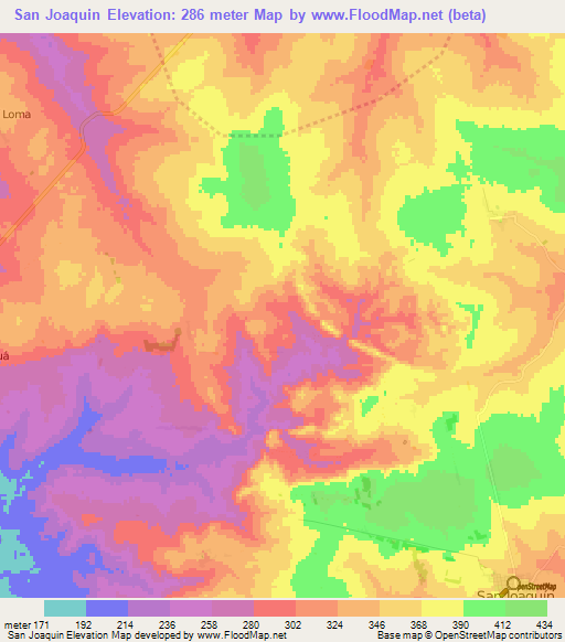 San Joaquin,Paraguay Elevation Map