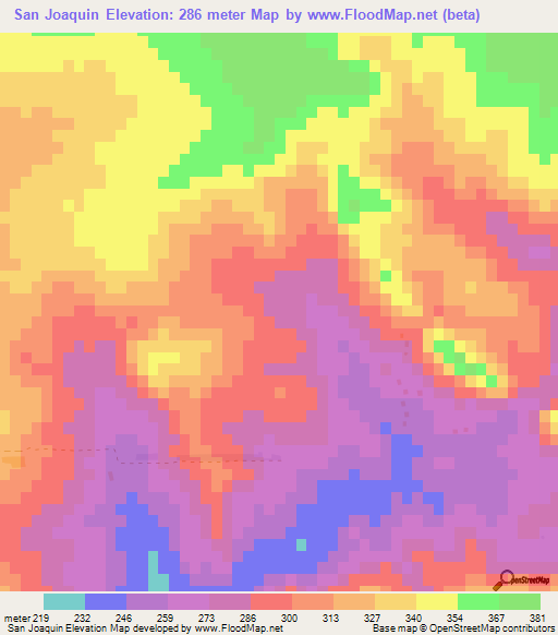 San Joaquin,Paraguay Elevation Map