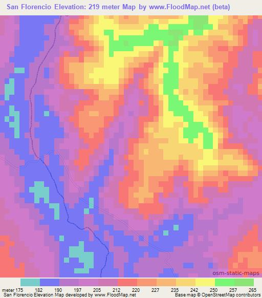 San Florencio,Paraguay Elevation Map