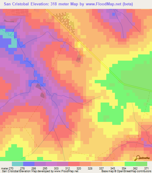 San Cristobal,Paraguay Elevation Map