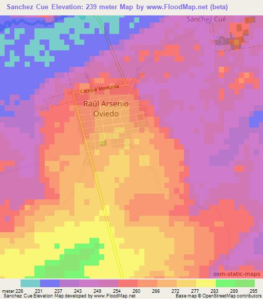Sanchez Cue,Paraguay Elevation Map