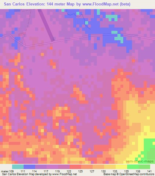 San Carlos,Paraguay Elevation Map