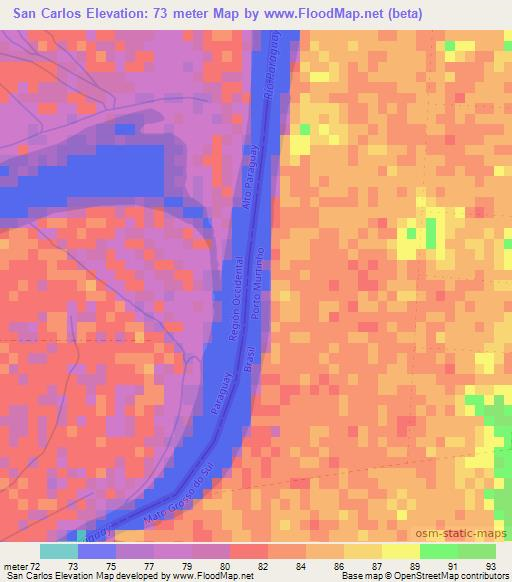 San Carlos,Paraguay Elevation Map