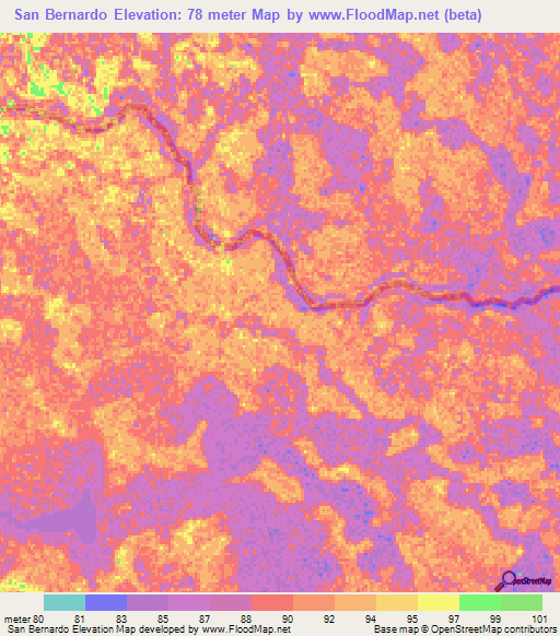 San Bernardo,Paraguay Elevation Map