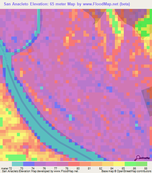 San Anacleto,Paraguay Elevation Map