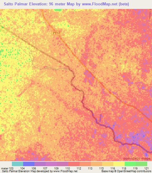 Salto Palmar,Paraguay Elevation Map