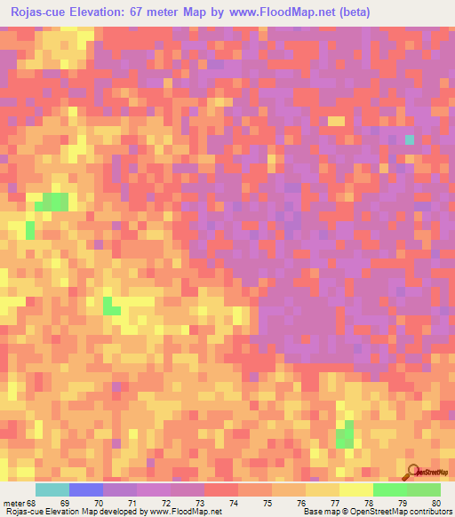 Rojas-cue,Paraguay Elevation Map