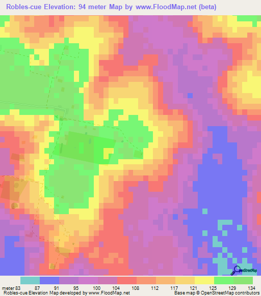 Robles-cue,Paraguay Elevation Map