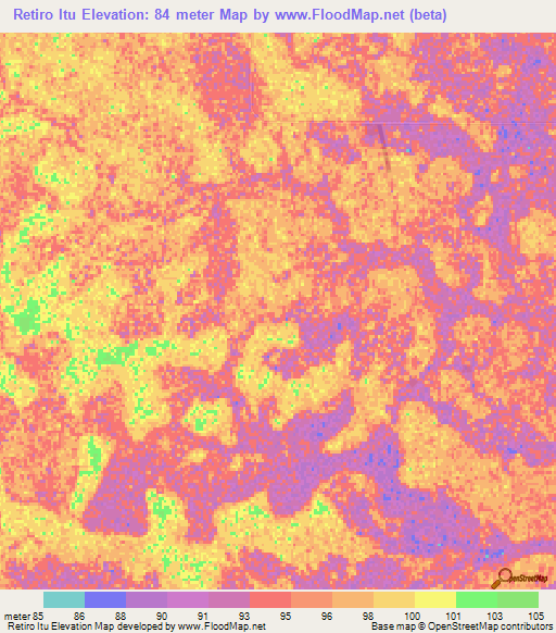 Retiro Itu,Paraguay Elevation Map