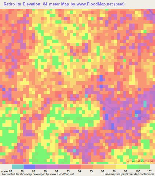 Retiro Itu,Paraguay Elevation Map
