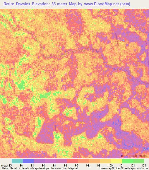 Retiro Davalos,Paraguay Elevation Map