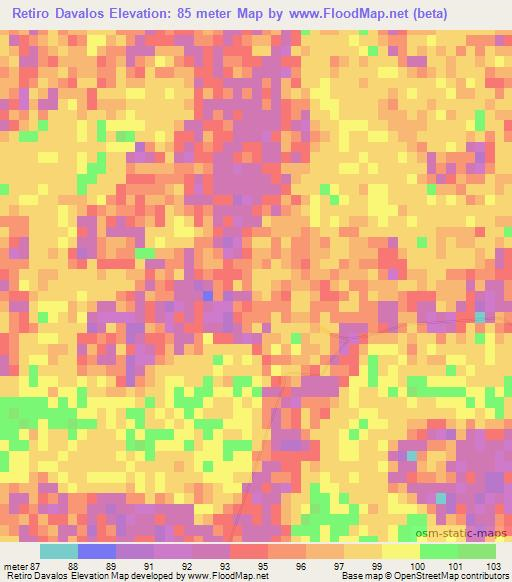 Retiro Davalos,Paraguay Elevation Map