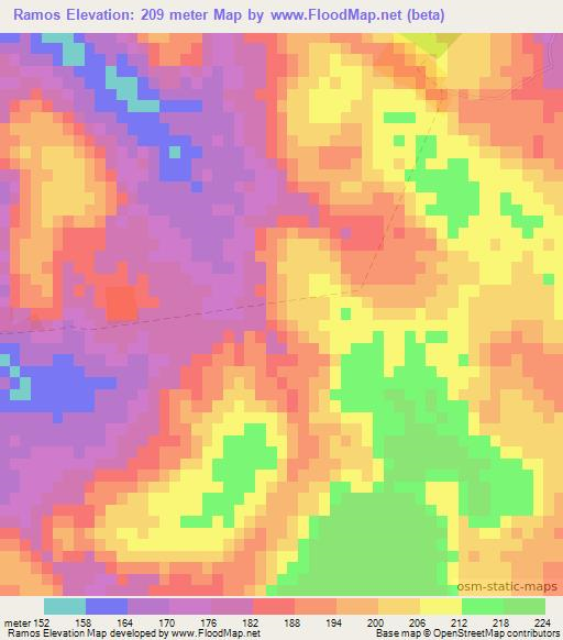 Ramos,Paraguay Elevation Map