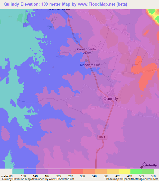 Quiindy,Paraguay Elevation Map