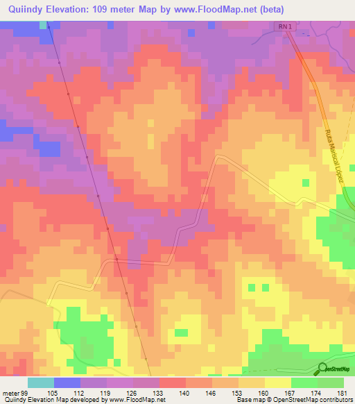 Quiindy,Paraguay Elevation Map
