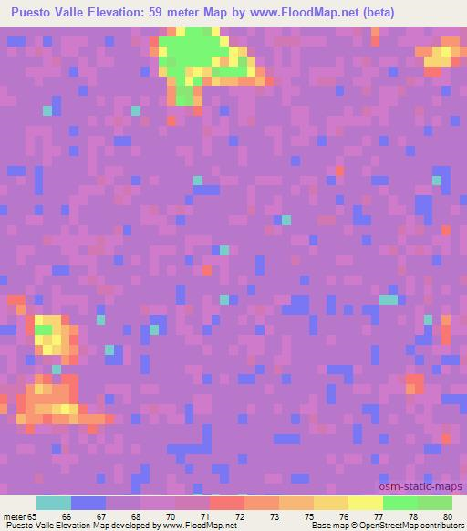 Puesto Valle,Paraguay Elevation Map