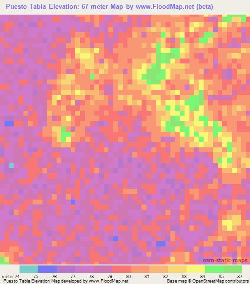 Puesto Tabla,Paraguay Elevation Map